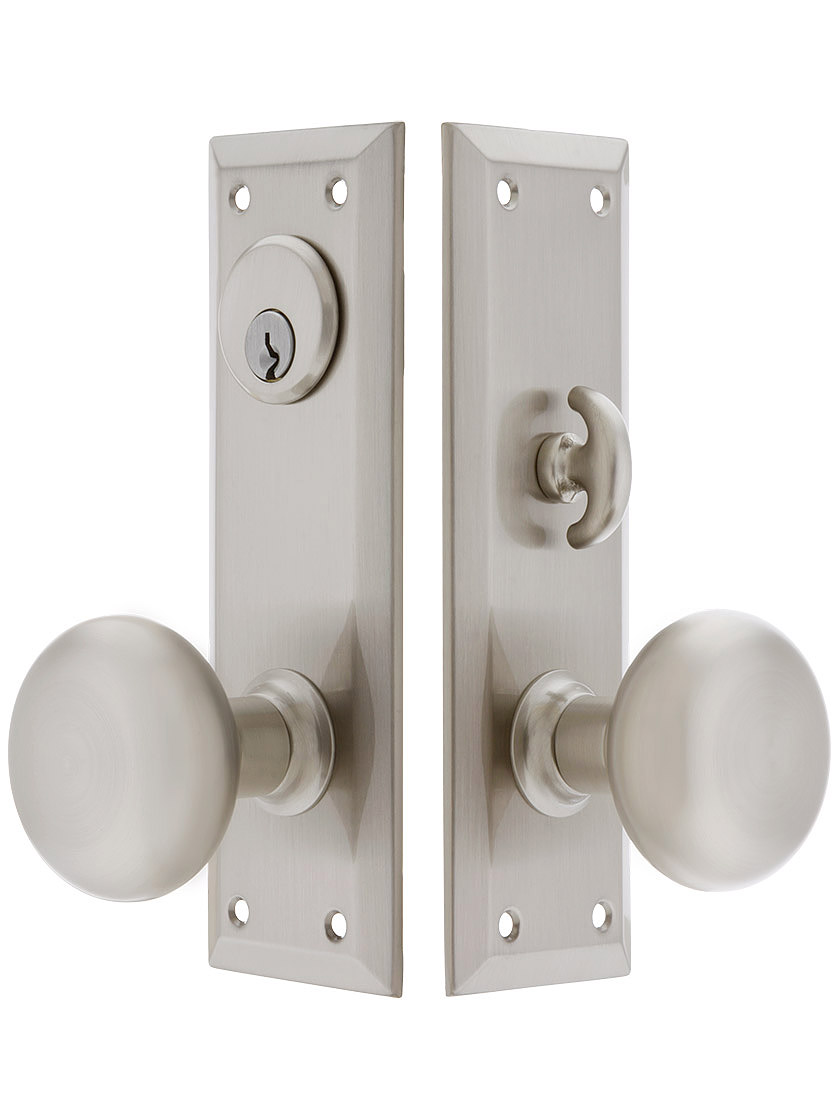 New York Small-Plate Mortise Entry Set in Stamped Brass